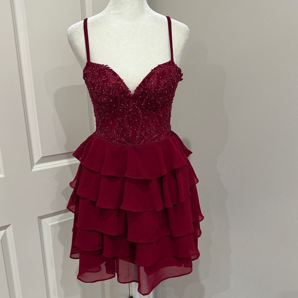 Amazon Purchased Elegant Burgundy Layered Dress Size Small